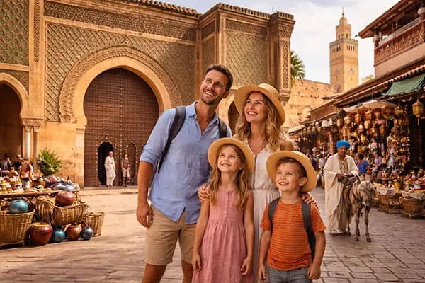 Family exploring-Marrakech Imperial City