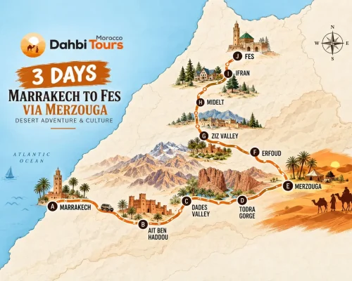 3 days marrakech to fes via merzouga